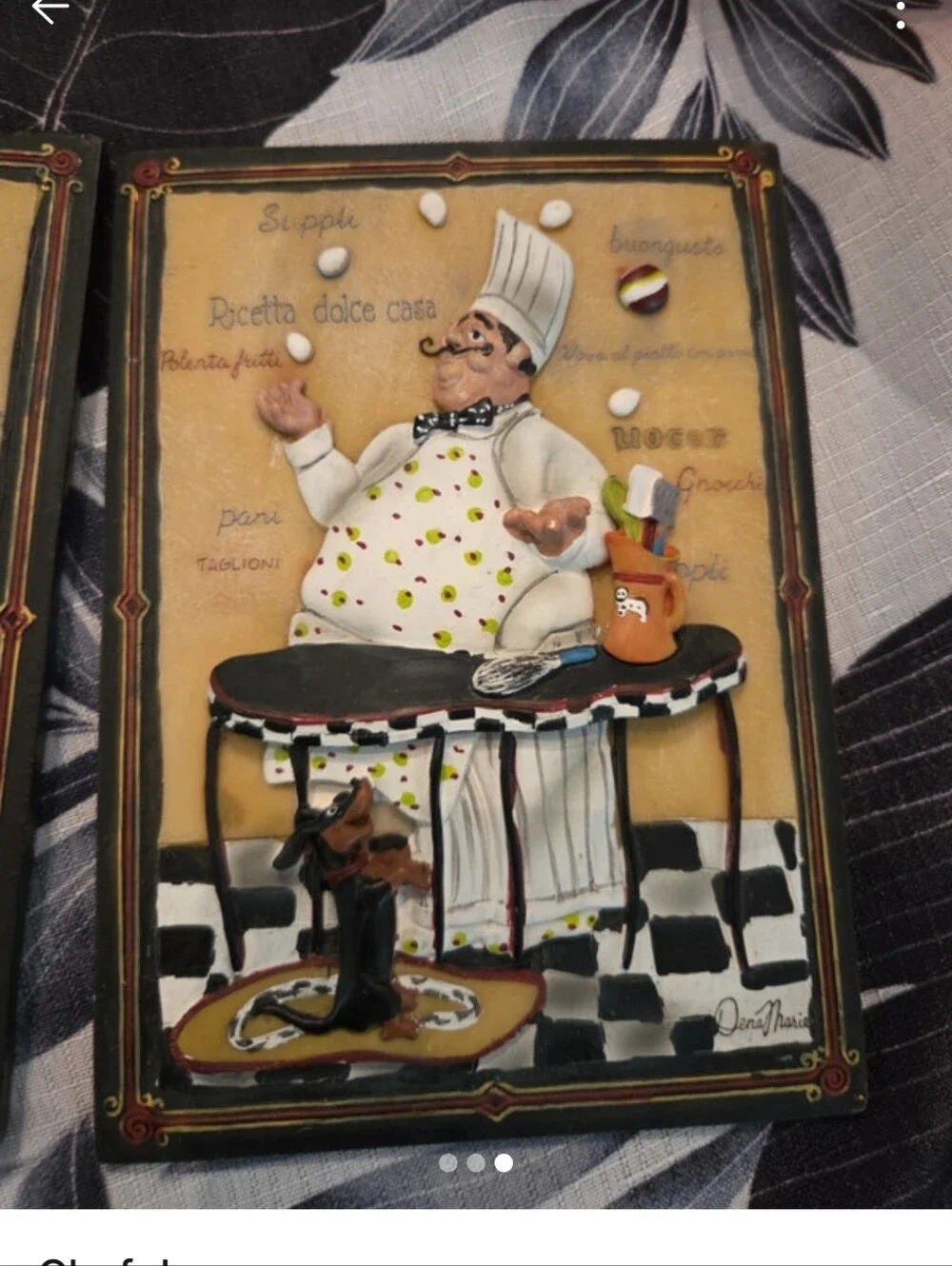 Chef Wall Plaque Set - Whimsical White & Black Kitchen Decor